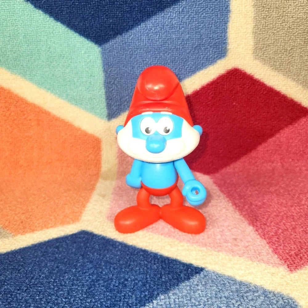 Cute Blue Smurf Figurine Toy Red Hat Collectible Character Figure